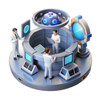 Futuristic Control Center Scientists Monitoring System png