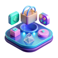 3D Colorful UI Elements Shopping Bag, Geometric Shapes, App Icons png