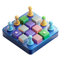 Abstract Strategy Game Colorful Puzzle Blocks and Pawns png