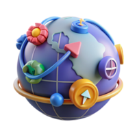 Global Navigation A 3D World Map with Directions png