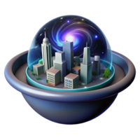 City Under a Cosmic Dome Urban Simulation in a Galaxy png