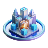 Abstract Cityscape 3D Render of Modern Urban Structures png