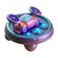 Futuristic Flying Car on a Pad with Controls png