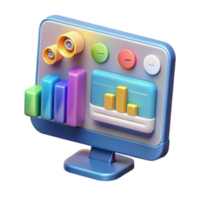 Data Visualization Colorful Charts Graphs on Computer Monitor png
