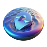 Abstract 3D Render Iridescent Location Pin in Liquid png