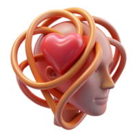 Heart, Mind, and Intricate Thoughts A 3D Abstract Representation png