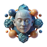 Serene AI Abstract 3D Head with Geometric Forms png