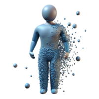 Disintegration 3D Model of a Figure Transforming into Particles png