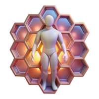 Humanoid in Hexagonal Structure A Study of Form and Light png