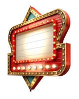 Glowing marquee frame with empty message space png