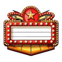 Empty retro signboard with illuminated frame png