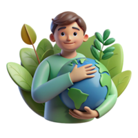 Earth-loving individual hugging the globe png