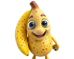 Cheerful banana cartoon in a superhero pose png