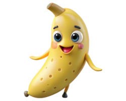 Laughing banana mascot with bright eyes png