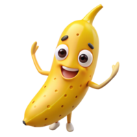Happy banana mascot pointing forward png