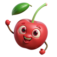 Smiling cherry mascot with a cheerful and inviting face png