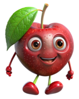 Cute cherry mascot with a simple standing pose png