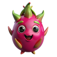 Dragon fruit mascot standing still with a happy energy png