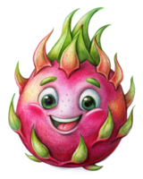 Happy dragon fruit cartoon with a fresh and bright look png