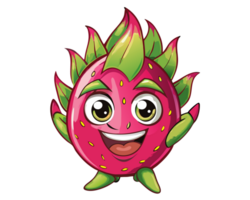 Simple and cute dragon fruit mascot with a cheerful look png