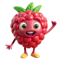 Smiling raspberry mascot standing still and looking friendly png