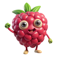 Cartoon raspberry character with a fresh and lively look png