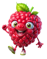 Round and cheerful raspberry character with a positive look png