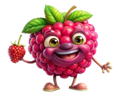 Happy raspberry character standing with a simple cute smile png
