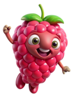 Cartoon raspberry character with a joyful and cute face png