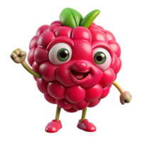 Round and cheerful raspberry character with a fun look png