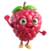 Cute raspberry character with a bright and positive expression png