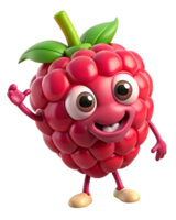 Cartoon raspberry character with a cheerful round shape png