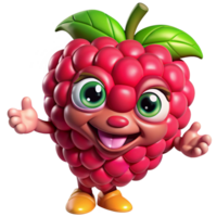 Adorable raspberry mascot with bright red color png