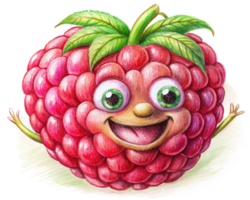 Bright red raspberry character with a happy expression png