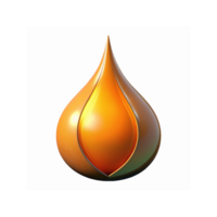 Shiny Orange Teardrop Shaped 3D Oil Drop with Metallic Gradient Design on Transparent Background png