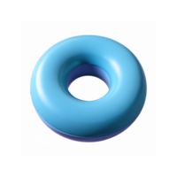 Glossy Light Blue Donut Shaped 3D Object on Transparent Background for Design and Decoration Projects png