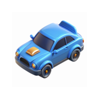Blue Cartoon Car with Gold Hood Detail Perfect for Games and Animated Projects png