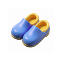 Blue and Yellow Cartoon Style Slip-On Clogs for Kids with Soft Rounded Design and Minimalistic Look png