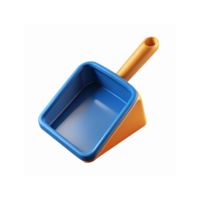 Blue Plastic Dustpan with Orange Handle for Cleaning and Household Use on Transparent Background png