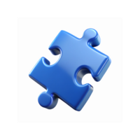 Blue Puzzle Piece Isolated on Transparent Background for Problem-Solving Teamwork and Strategy Concepts png