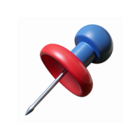 Closeup of Red and Blue Push Pin Isolated with Metallic Point and Transparent Background png