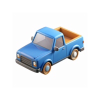 Blue Pickup Truck Icon in 3D Illustration with Minimalistic Design and Yellow Truck Bed on Transparent Background png