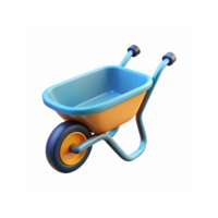 Bright Blue and Orange Wheelbarrow with Single Wheel for Gardening and Construction on Transparent Background png