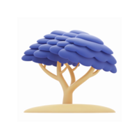 Minimalist Illustration of Blue Tree with Beige Trunk on Transparent Background for Design Projects png