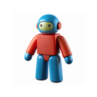 Blue and Red Toy Robot Figurine with Rounded Design and Transparent Background for Digital Projects png