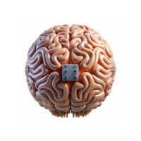Artificial Intelligence Brain Model with Metallic Implant Representing Future Technology Concepts png