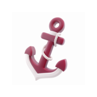 Red Nautical Anchor with White Rope and Clean Design on Transparent Background for Maritime Themes png