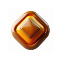 Shiny Layered Amber Gold Geometric 3D Icon with Glossy Square Shapes for App or Interface Design png