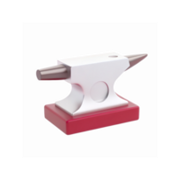 Metallic White Small Anvil with Red Base on Transparent Background for Crafting and Industrial Use png