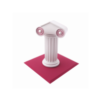 White Ionic Column Pedestal on Pink Base for Classical Architecture and Design Elements png